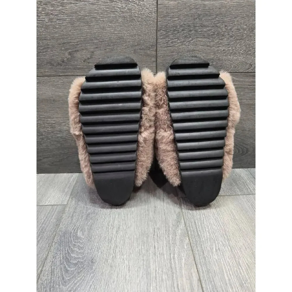 ROAM preppy Y2K Cloud Slippers Faux Fur flat Beige Sz 6 S000084 - Picture 3 of 9